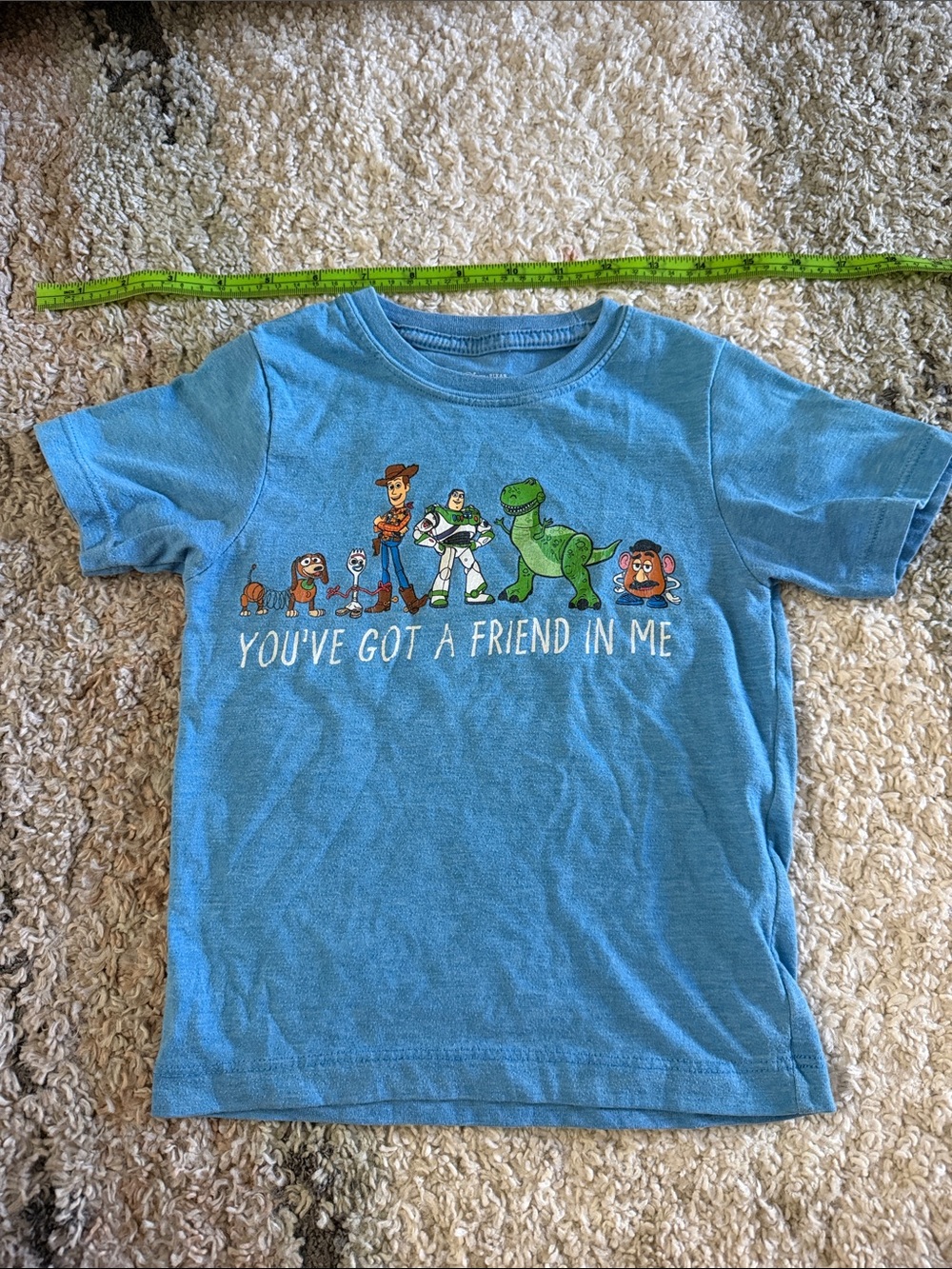 Disney Blue Toy Story Character Tee with 'You've Got a Friend in Me'